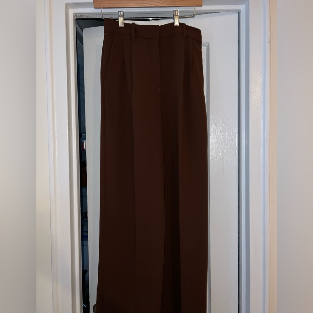 Wilfred The Effortless Brown Wide Leg Crepe Trouser